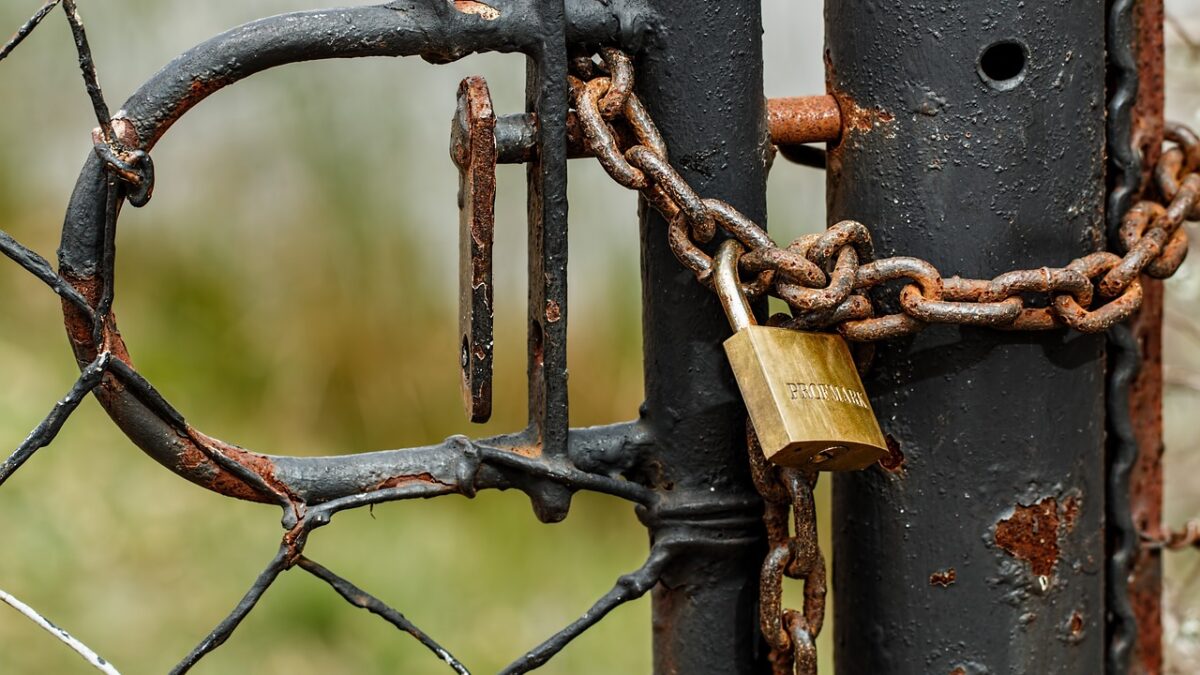 Padlock on a gate