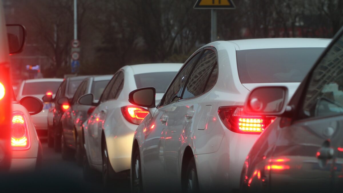 Cars in a traffic jam